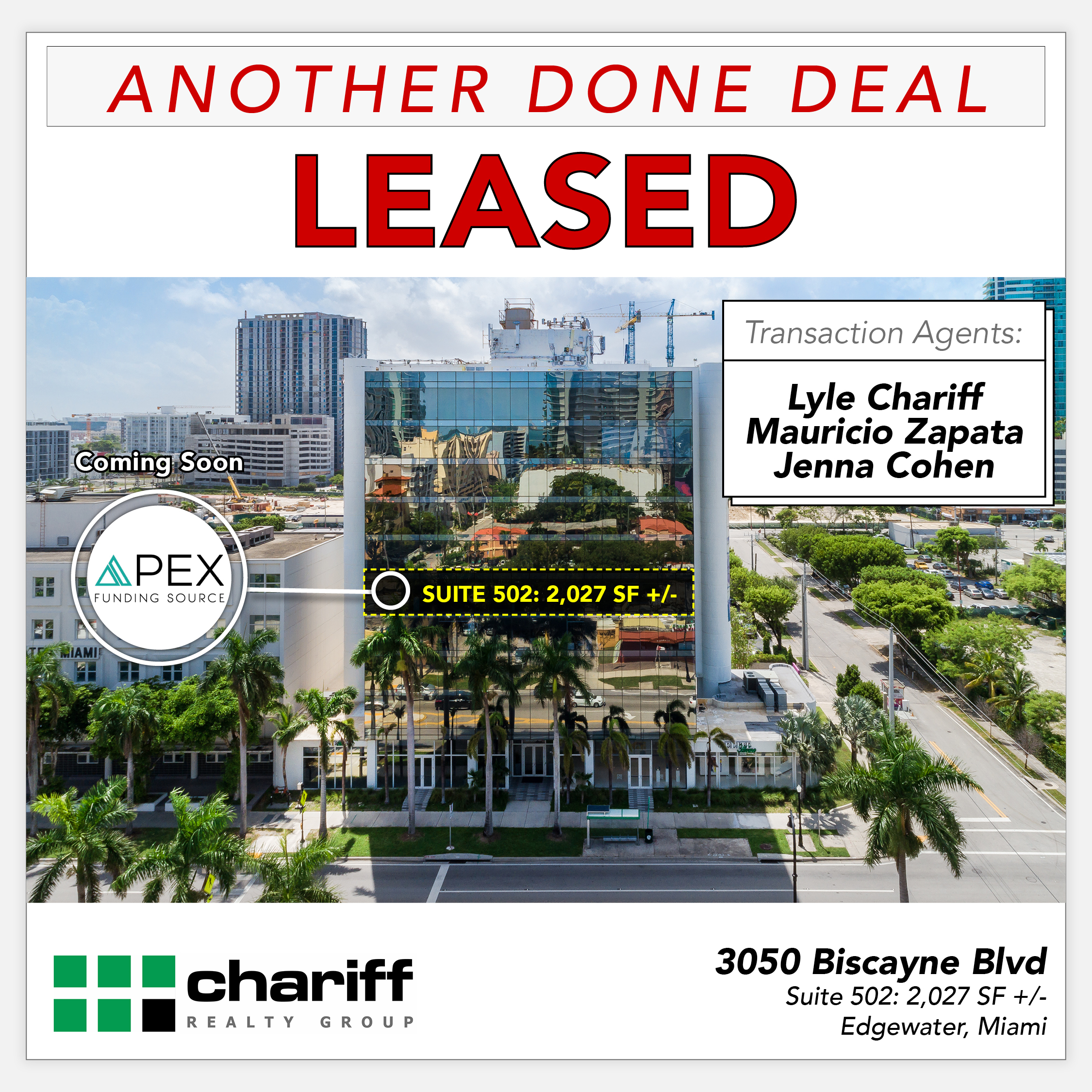 3050 Biscayne Blvd suite 502 - Another Done Deal - Leased - Edgewater - Miami-Florida-33137-Chariff Realty Group