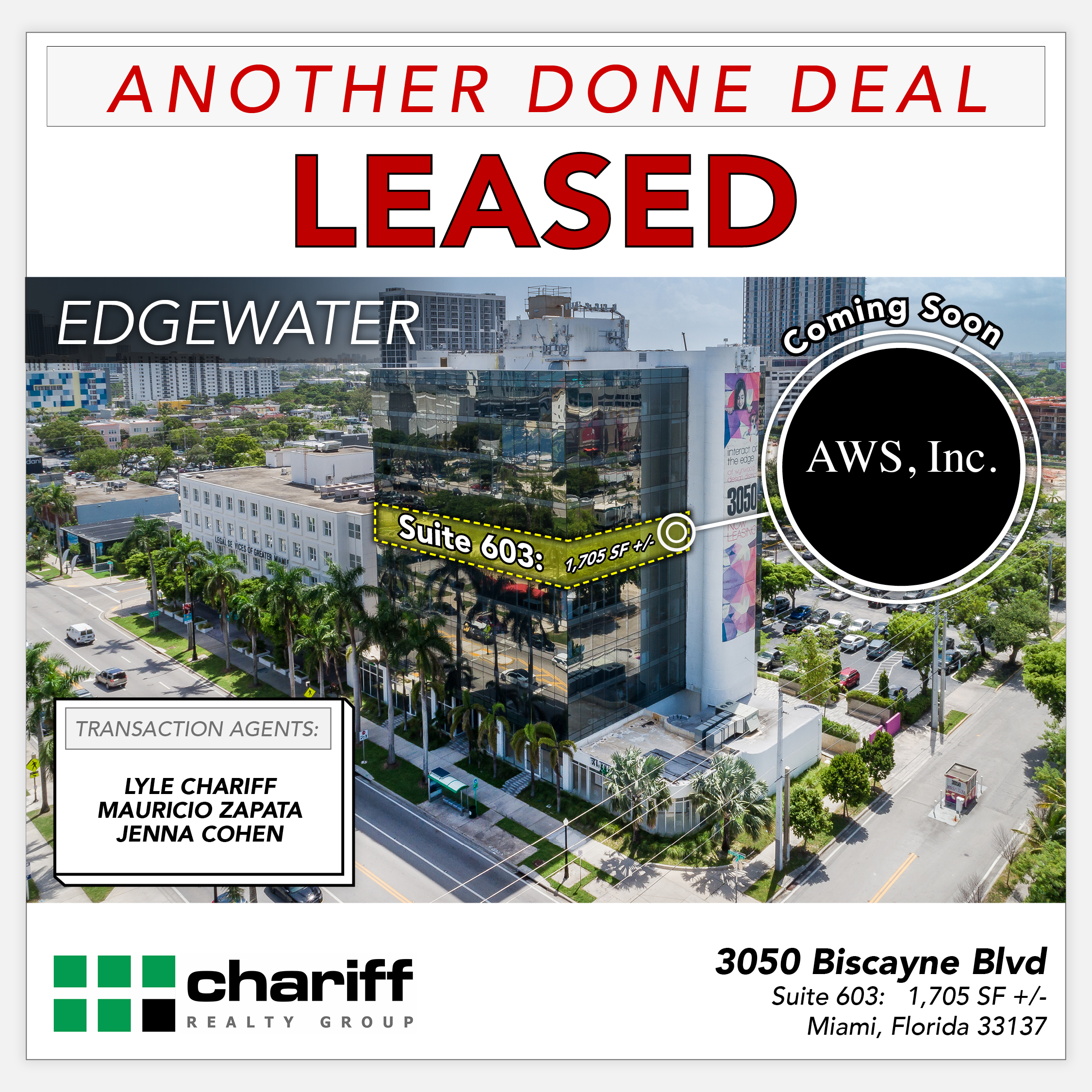 3050 Biscayne Blvd suite 603 - Another Done Deal - Leased - Edgewater - Miami-Florida-33137-Chariff Realty Group