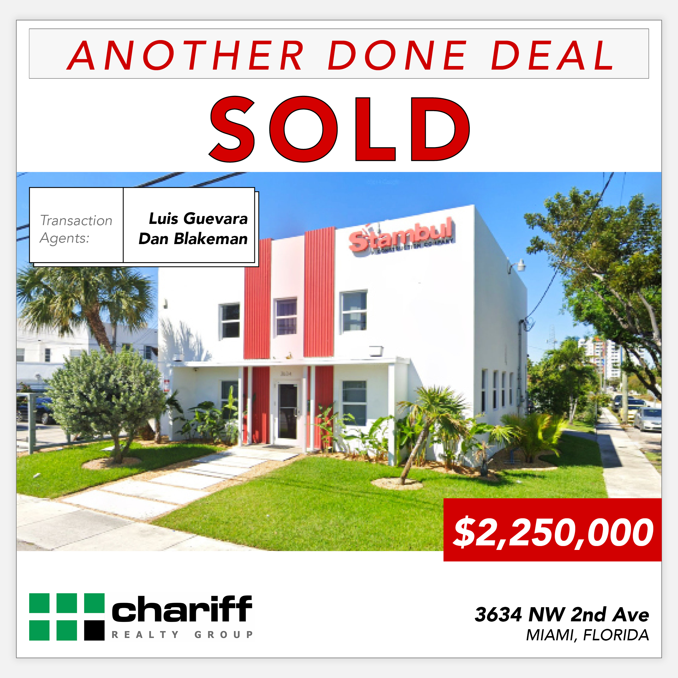 3634 NW 2nd Ave - Midtown Miami, Florida, Another Done Deal Sold - Chariff Realty Group