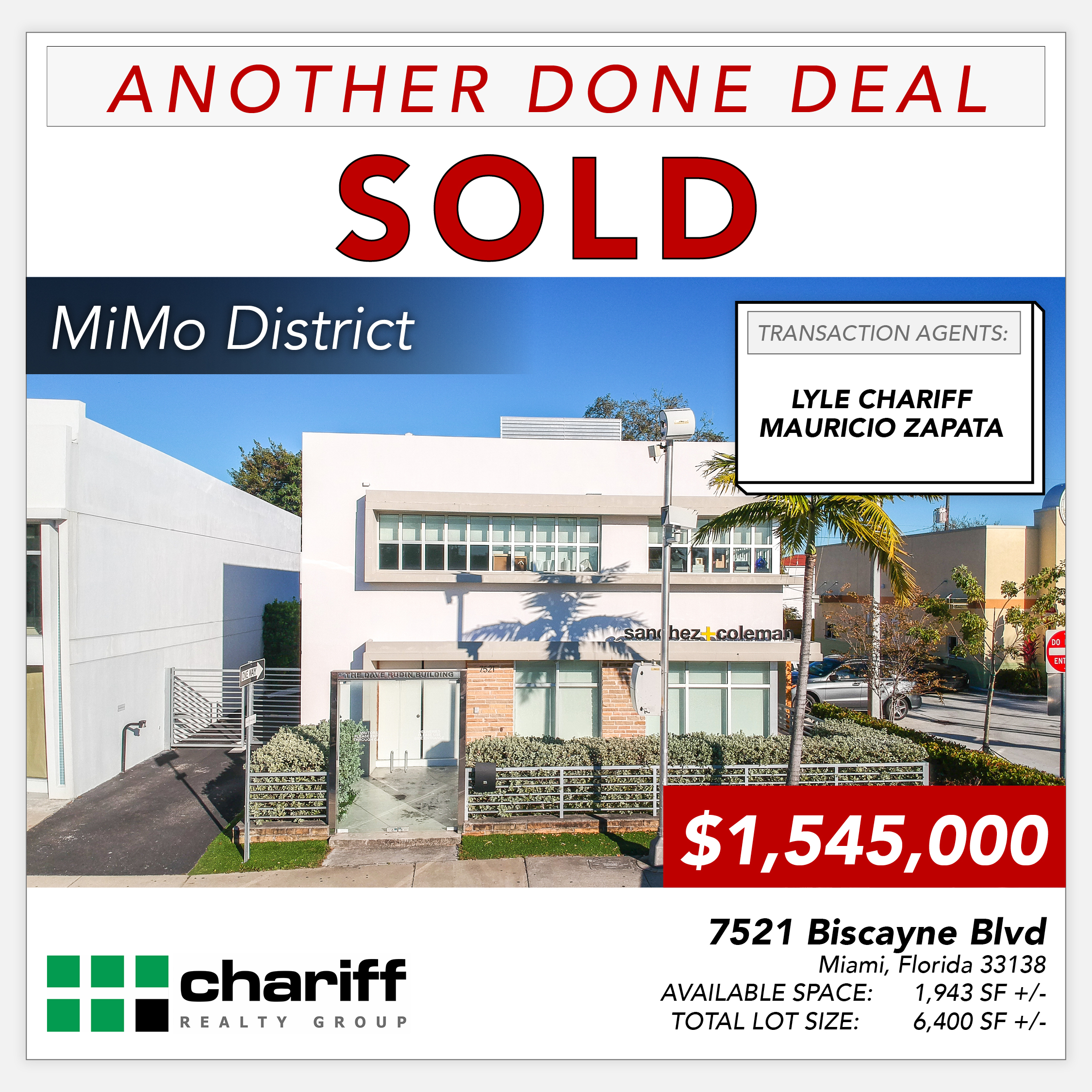 7521 Biscayne Blvd - Another Done Deal-Sold-MiMo District - Miami-Florida -33138 -Chariff Realty Group