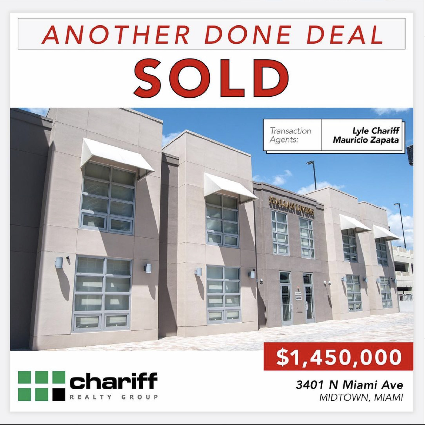 3401 North Miami Ave - Midtown Miami, Florida, Another Done Deal Sold - Chariff Realty Group