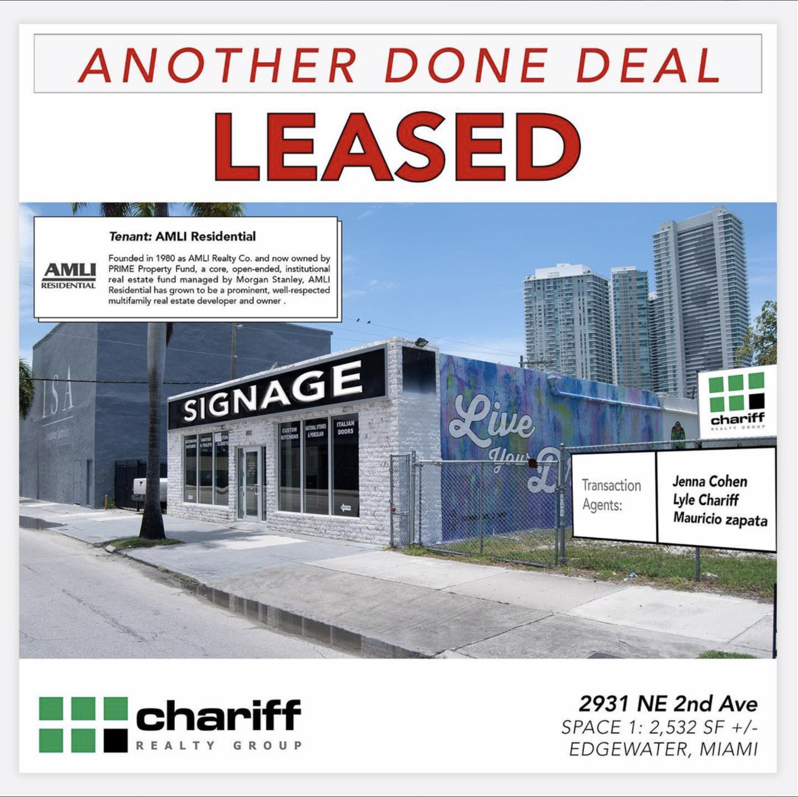 2931 NE 2nd Ave - Edgewater Miami - Another Done Deal Leased - Chariff Realty Group