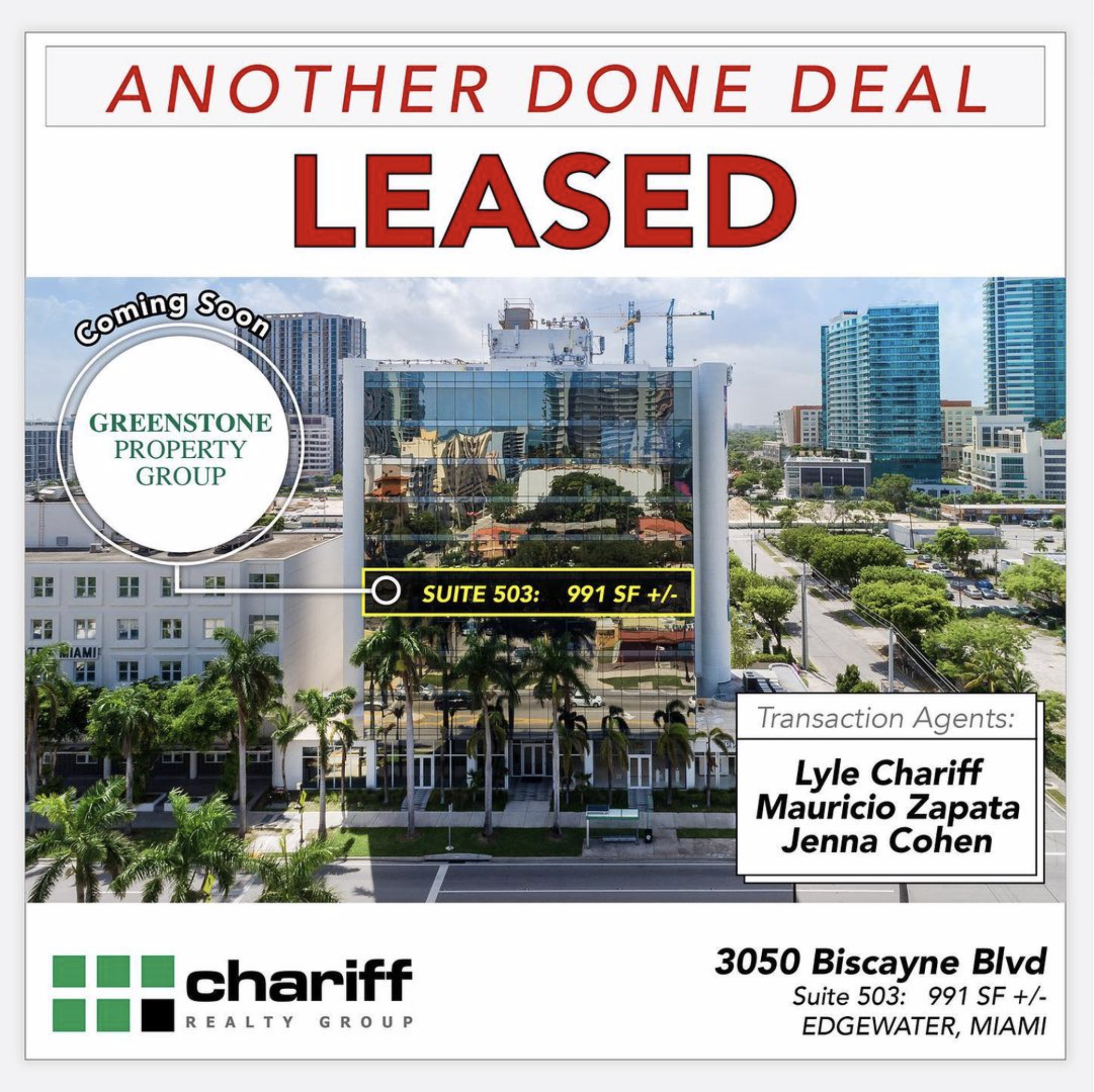 3050 Biscayne Blvd suite 503 - Another Done Deal - Leased - Edgewater - Miami-Florida-33137-Chariff Realty Group